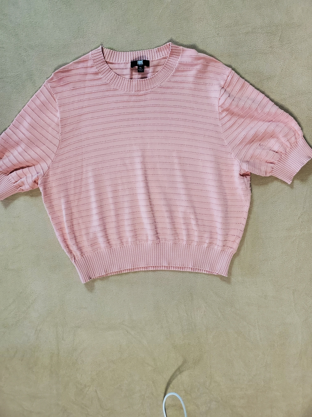 Rye Pink Short-Sleeve Knit Sweater Size Xl